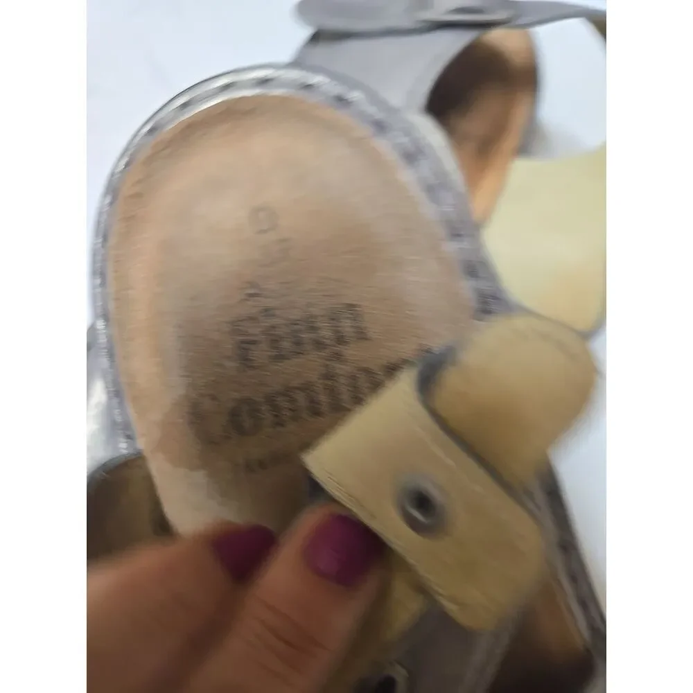 Finn Comfort Gomera Sandals Womens 37  D‎ Silver Metallic Leather Buckle Straps